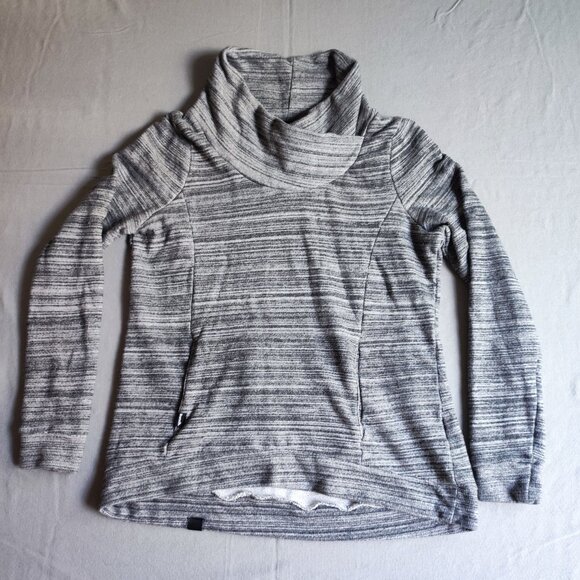 Bench cowl neck sweatshirt women's size M grey striped kangaroo pocket - Picture 1 of 10